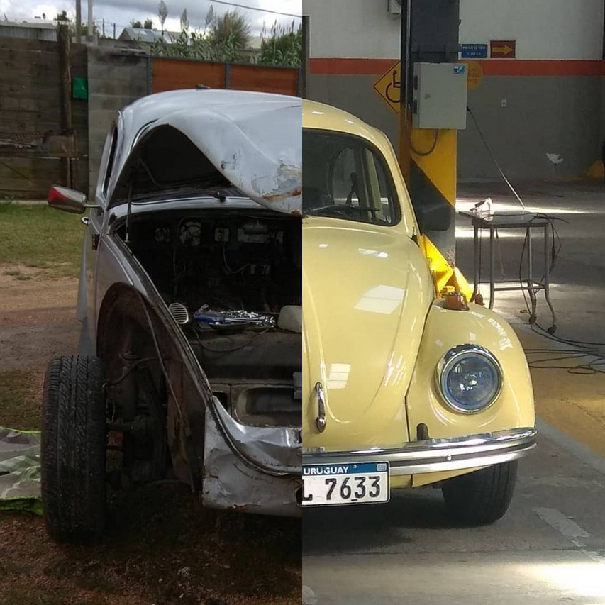 Antes y después de la conversión del Fusca